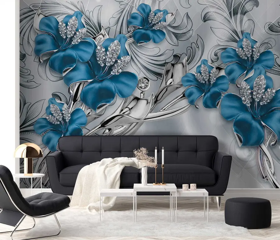 Wall Mural Photo Wallpaper Azure flowers u60405