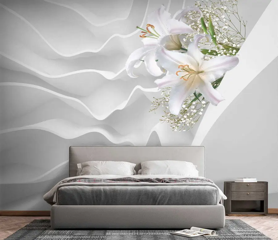Wall Mural Photo Wallpaper Lilies and textured wall u60451