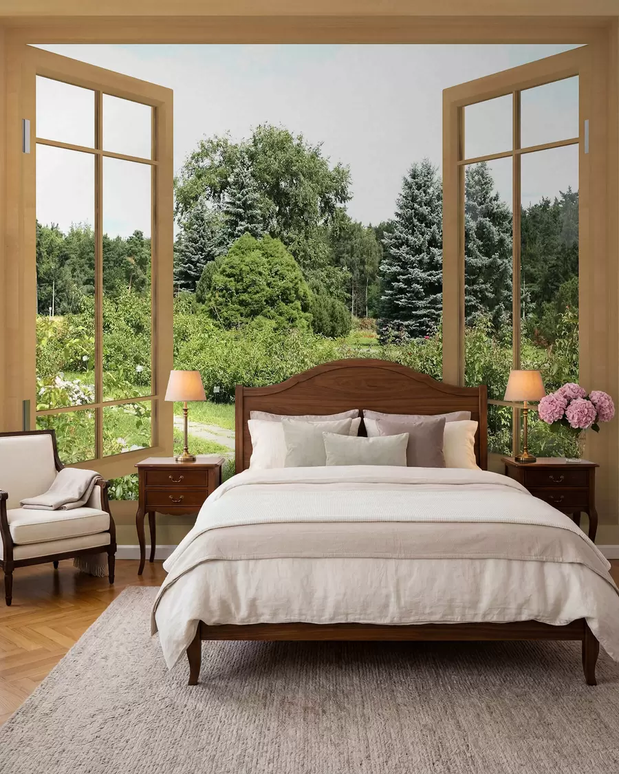 wall murals View from the window to the forest u60673