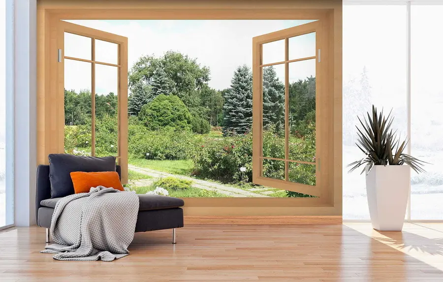 Wall Mural Photo Wallpaper View from the window to the forest u60673