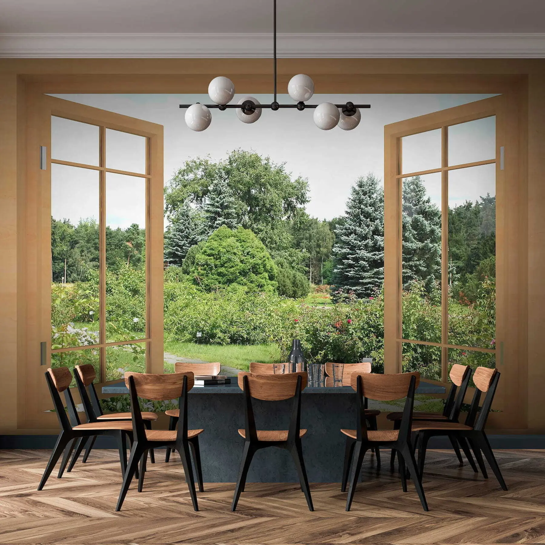 Wall Mural Photo Wallpaper View from the window to the forest u60673