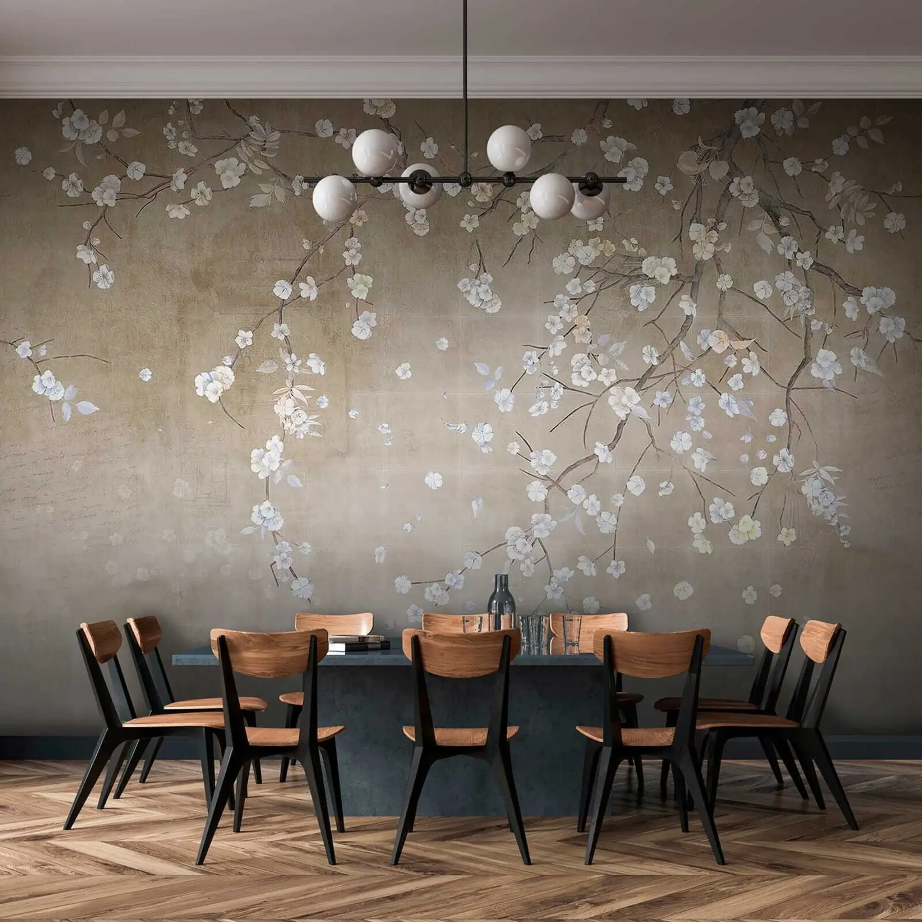 murales Árbol en flor en una pared desgastada u61369