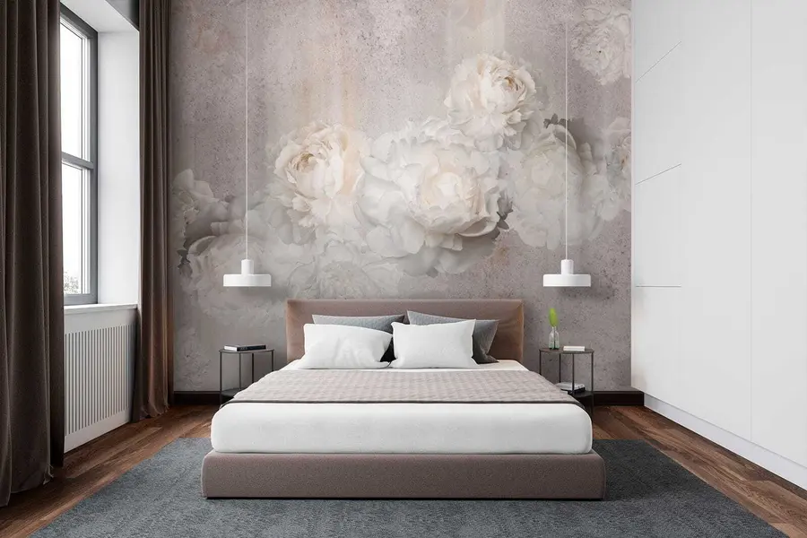 murales Flores vintage sobre fondo gris u61610