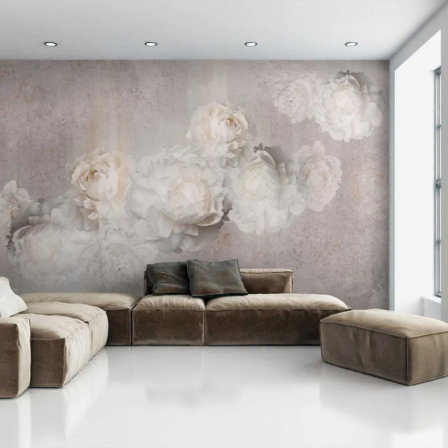 murales Flores vintage sobre fondo gris u61610