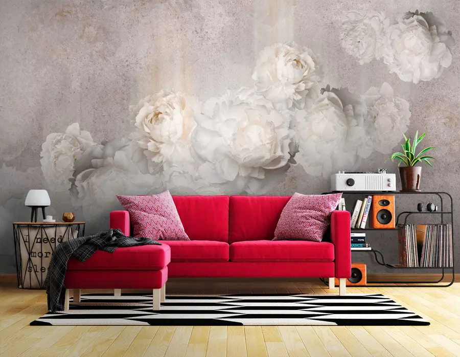 Wall Mural Photo Wallpaper Vintage flowers on a gray background u61610