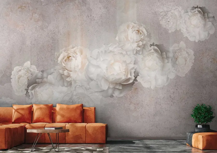 Wall Mural Photo Wallpaper Vintage flowers on a gray background u61610