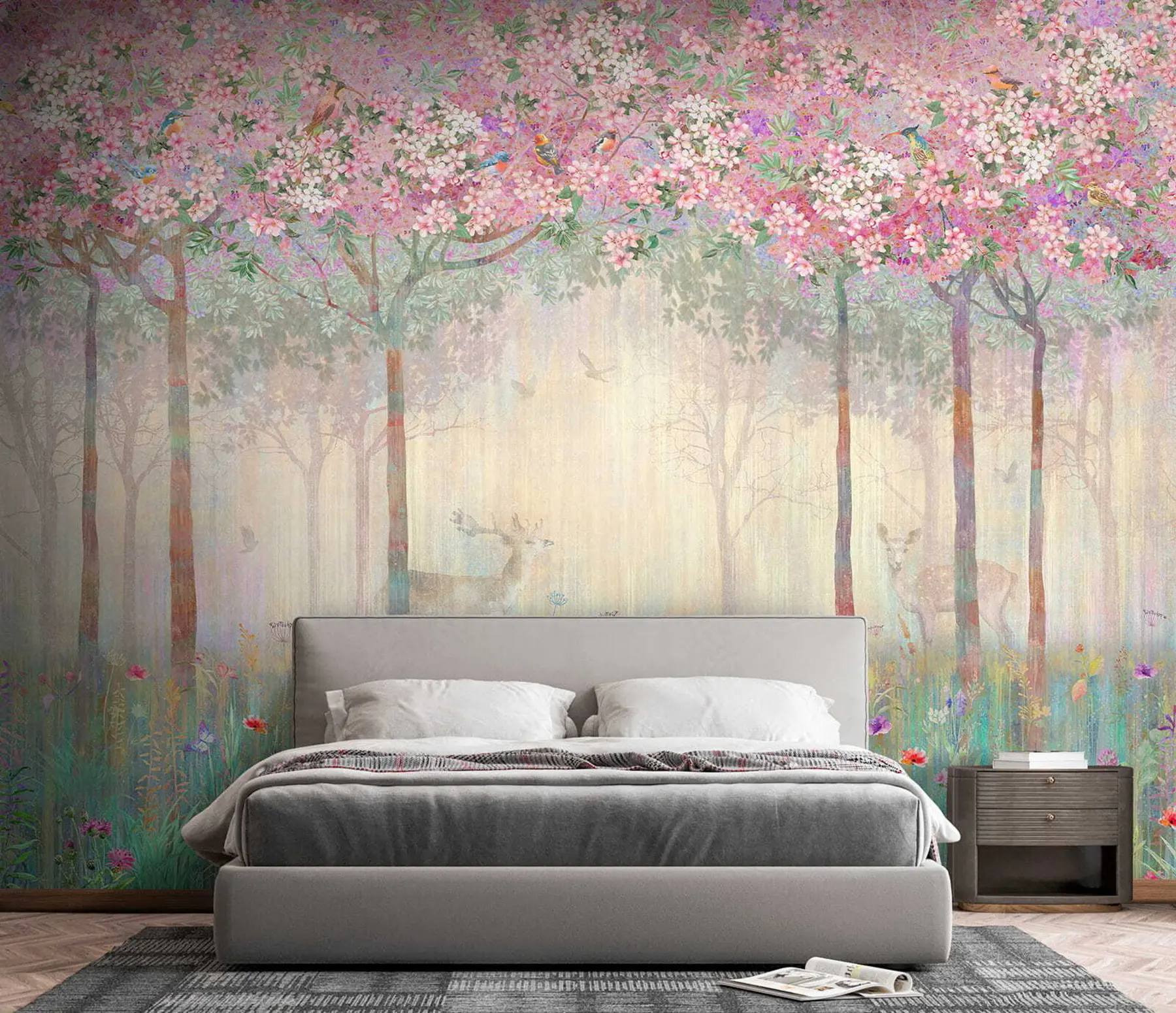 wall murals Deer in the magic forest u62100