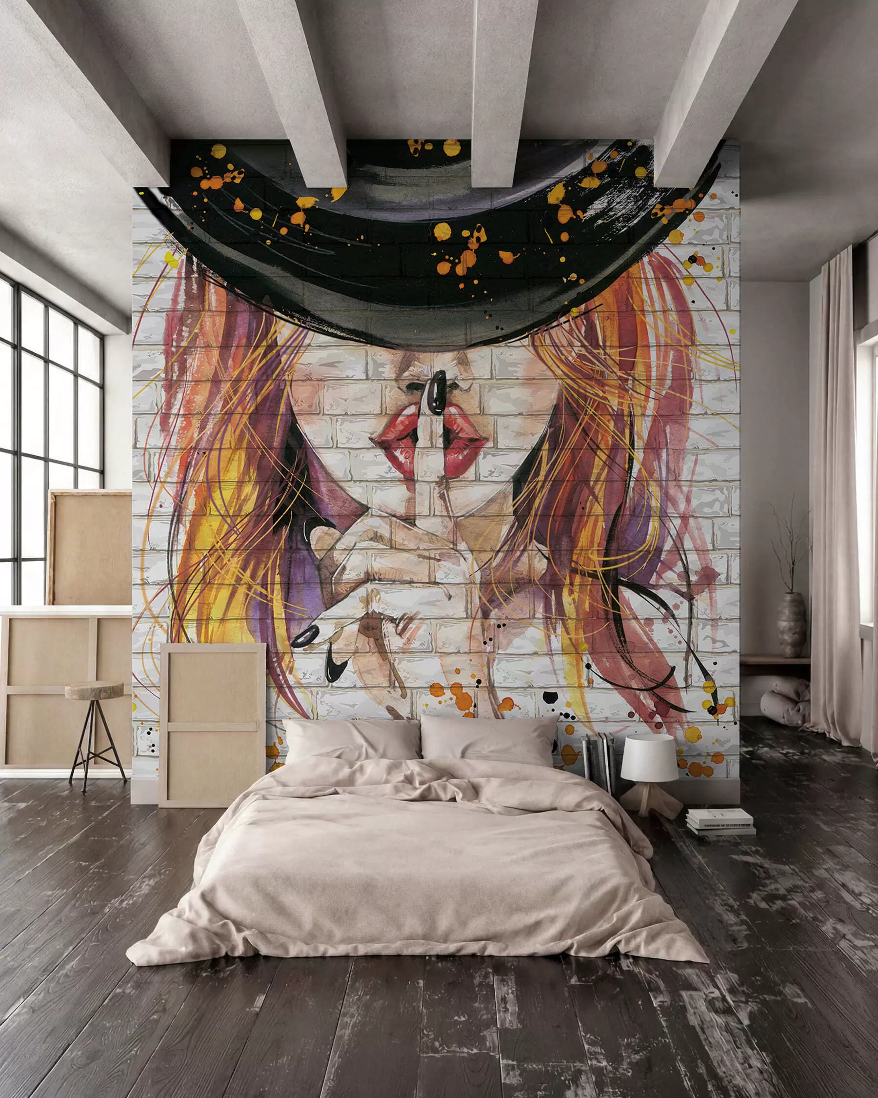 Wall Mural Photo Wallpaper Girl with watercolors u67648