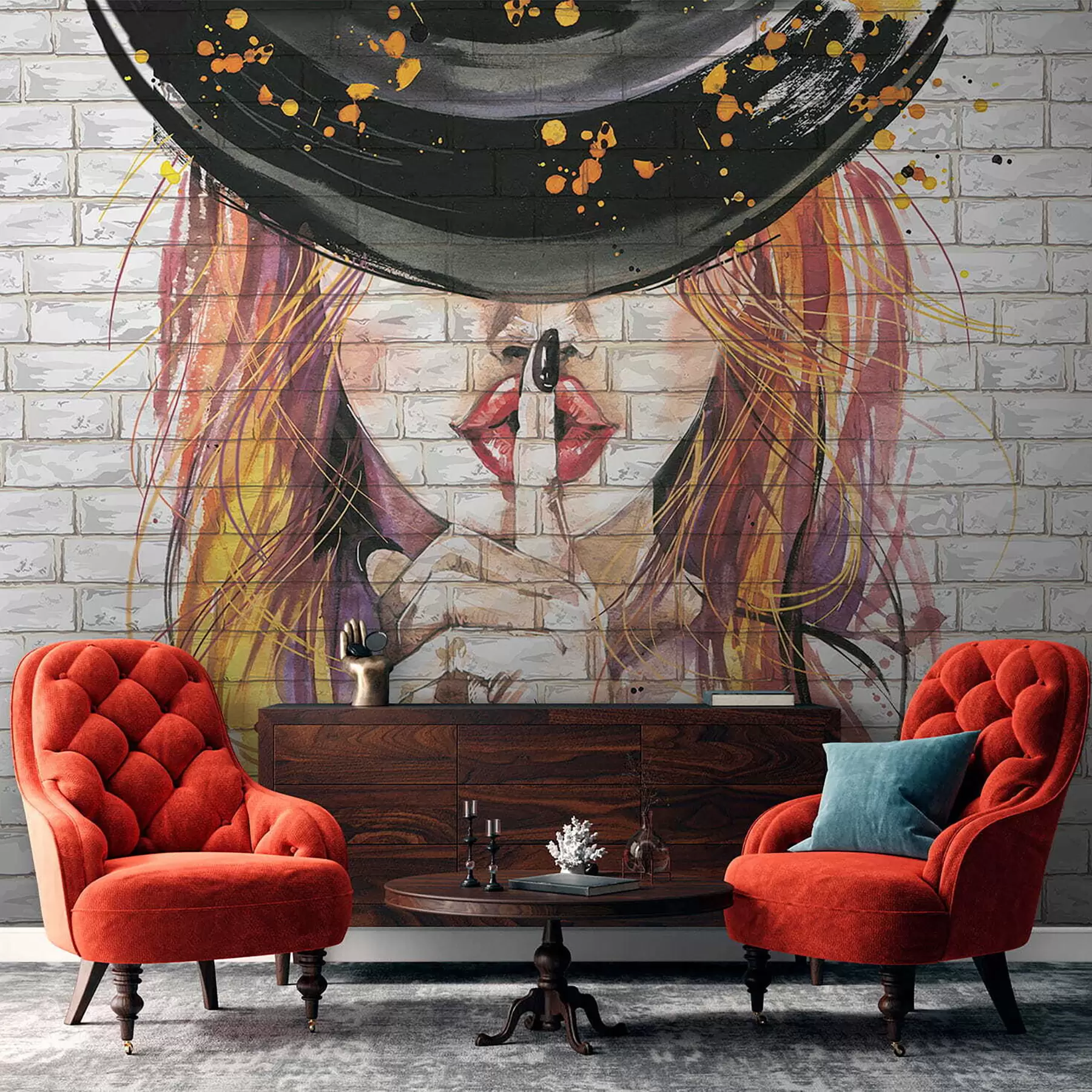 wall murals Girl with watercolors u67648