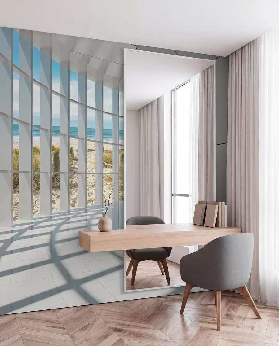 wall murals 3D corridor with sea view u70513