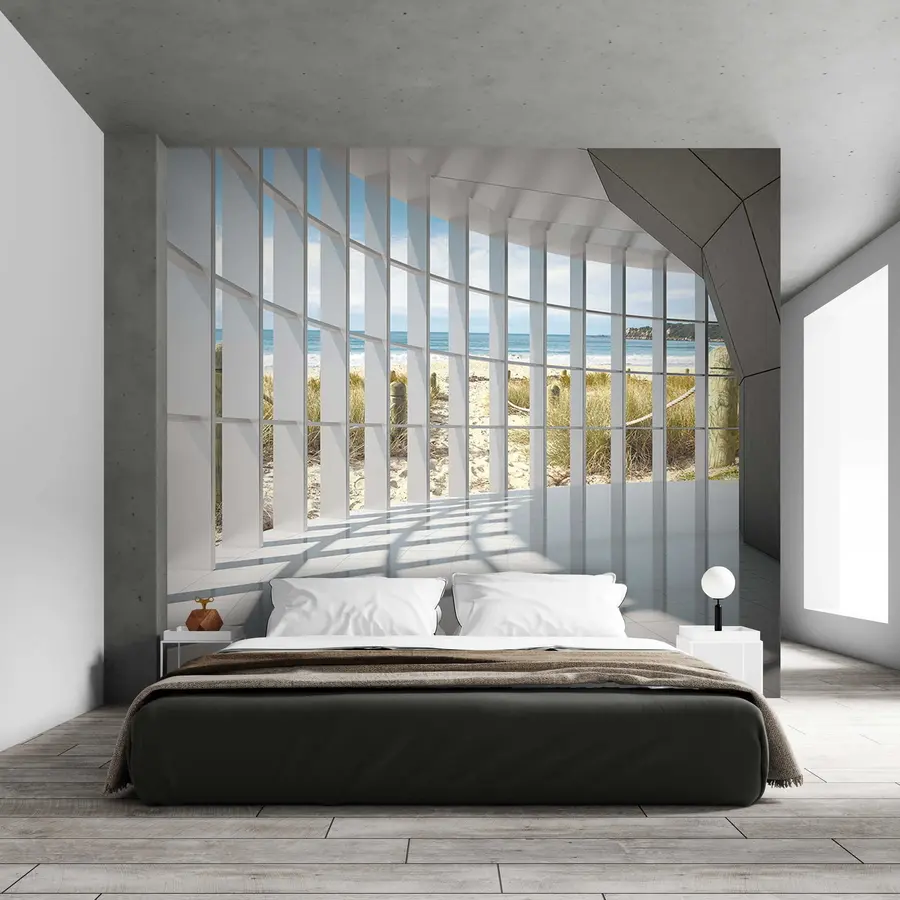 Wall Mural Photo Wallpaper 3D corridor with sea view u70513