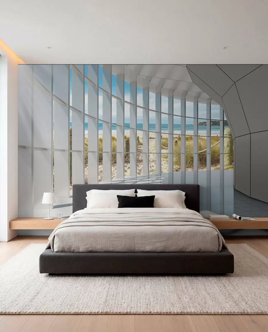 wall murals 3D corridor with sea view u70513