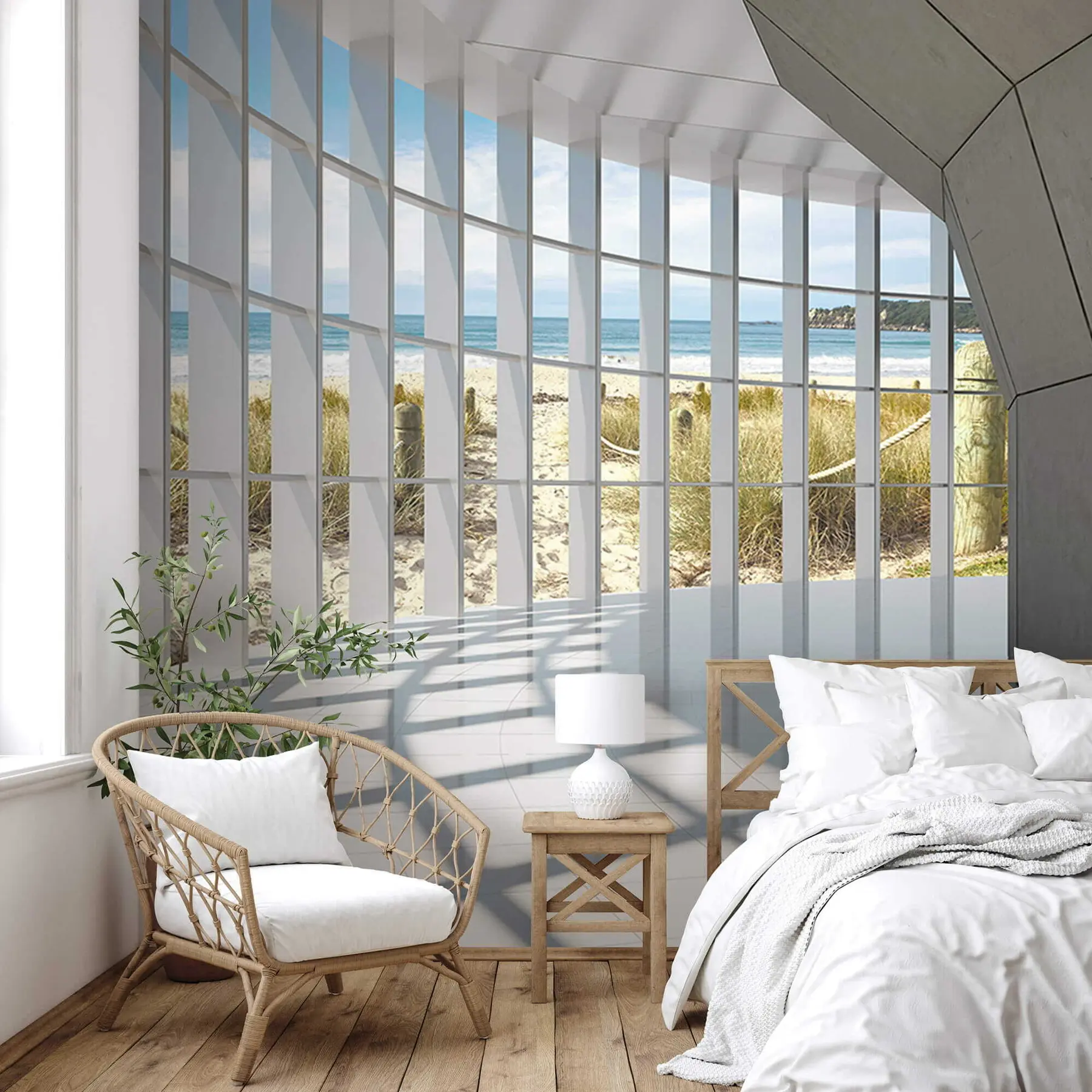 murales Pasillo 3D con vistas al mar u70513