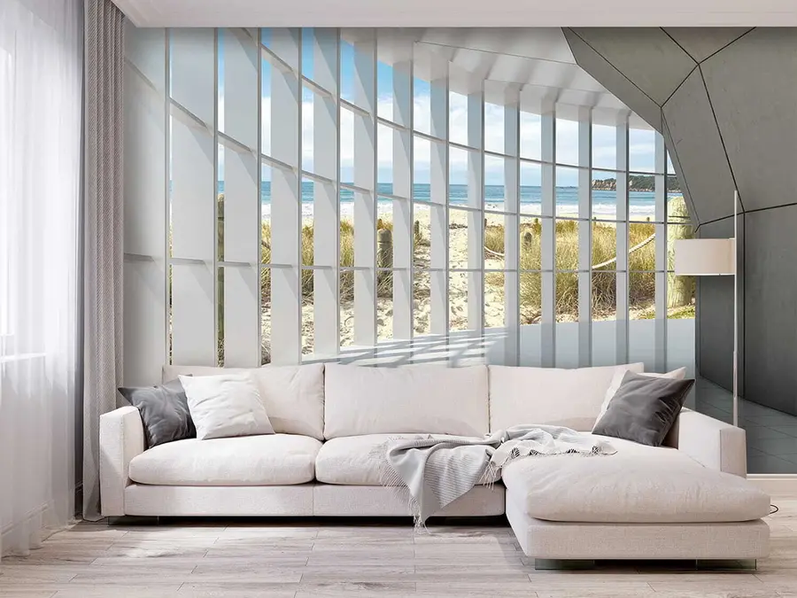 Wall Mural Photo Wallpaper 3D corridor with sea view u70513