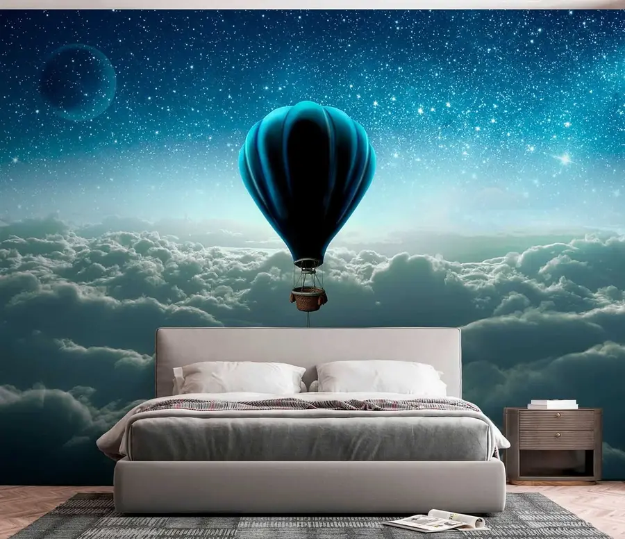 Wall Mural Photo Wallpaper Hot air balloon on the background of the night sky u70538