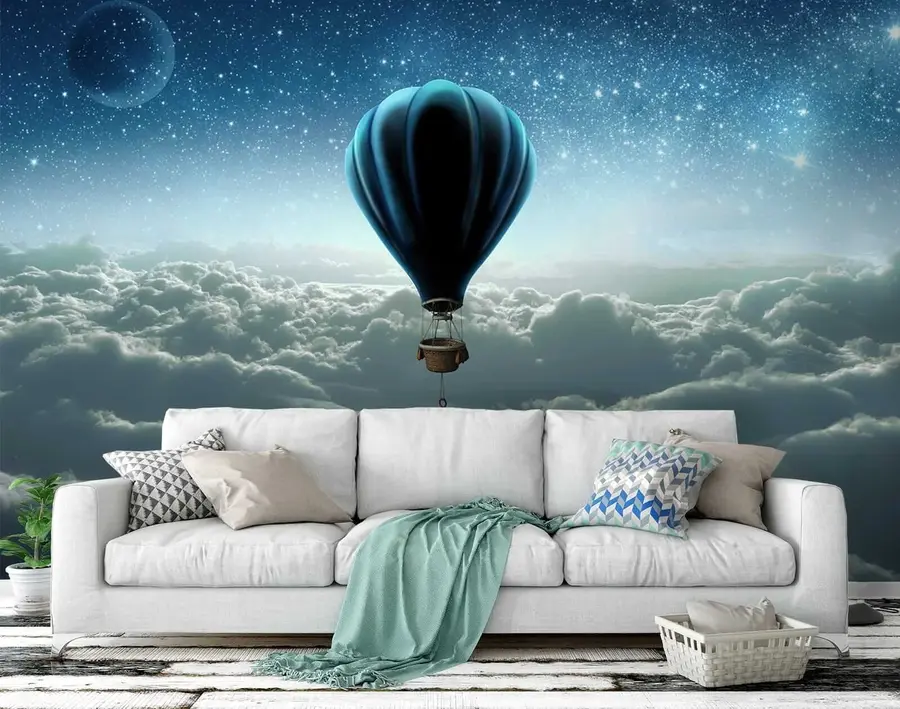 murales Globo aerostático sobre el fondo del cielo nocturno u70538