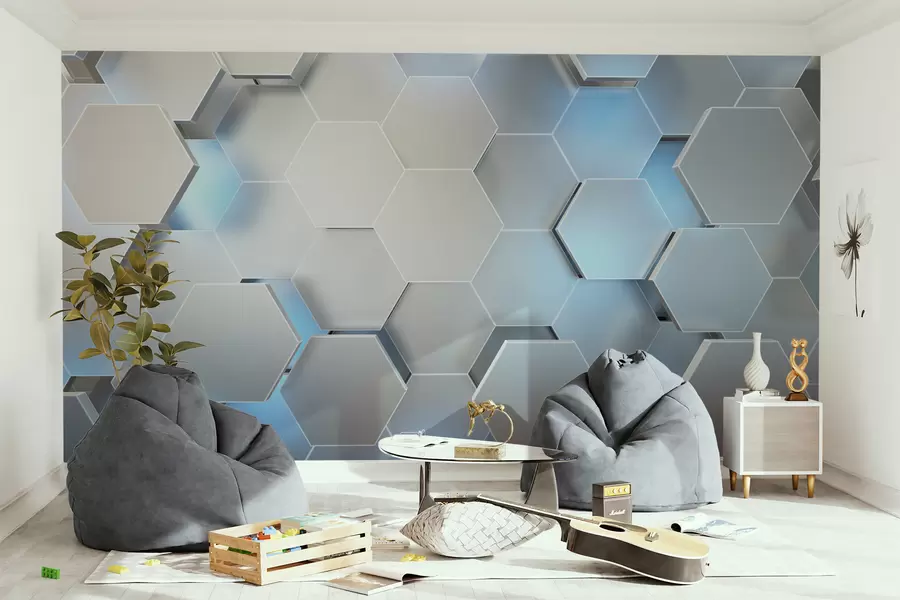 wall murals Azure, blue and rectangle u59733