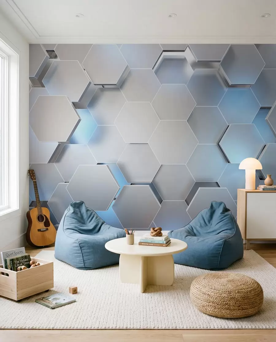 peintures murales Alvéoles bleu glacier u59733