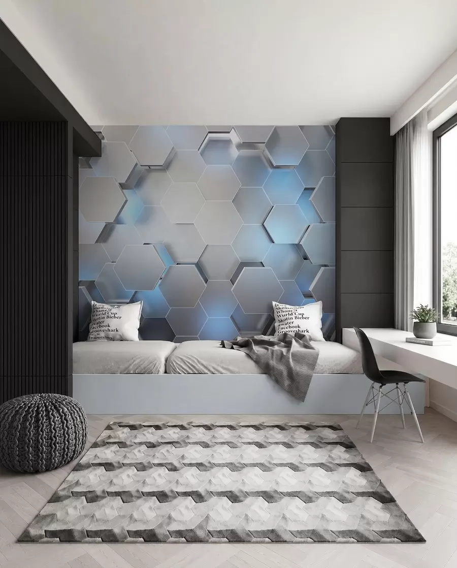 peintures murales Alvéoles bleu glacier u59733