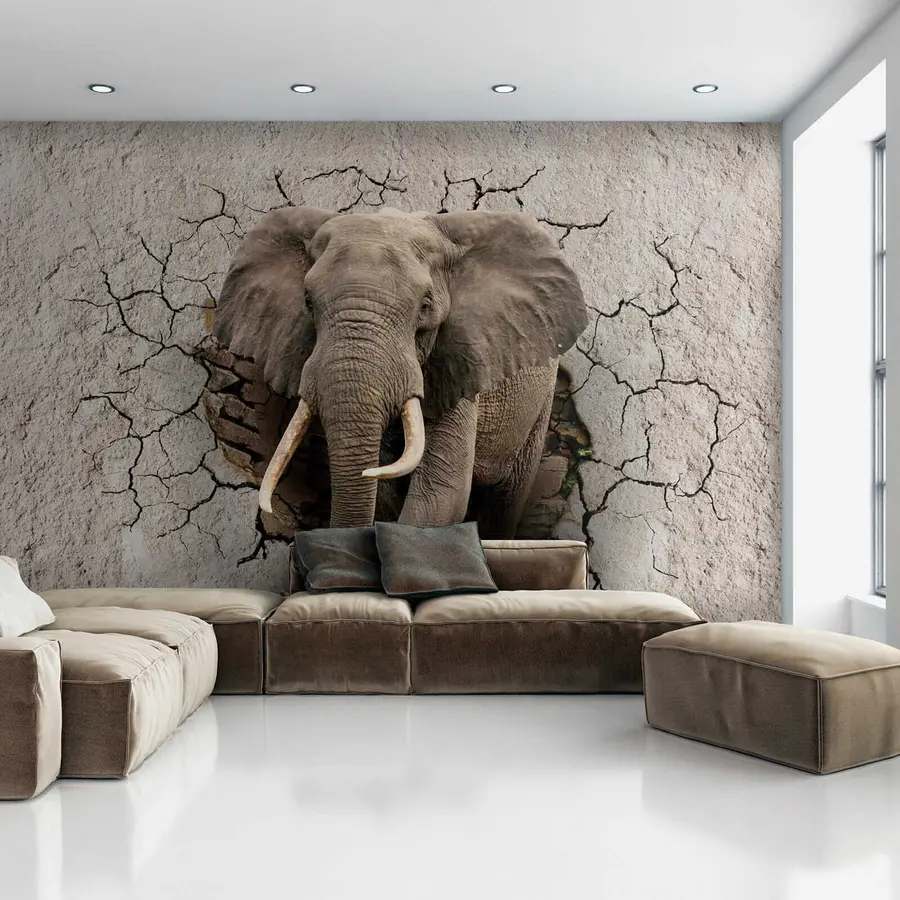 Wall Mural Photo Wallpaper Elephant breaks through the wall u77854