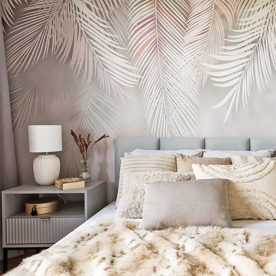 murales Hojas de palmera grises u48556