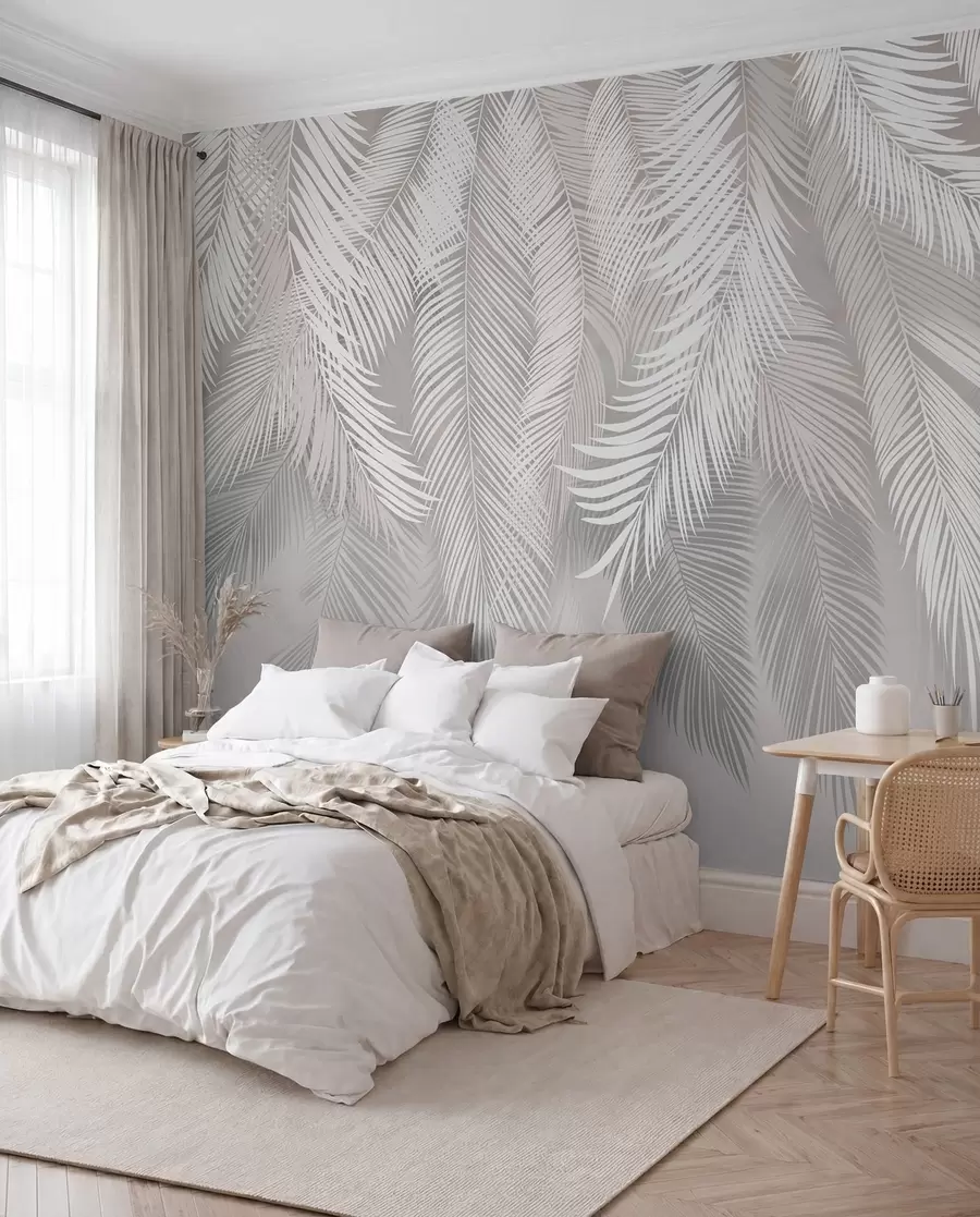 murales Hojas de palmera grises u48556