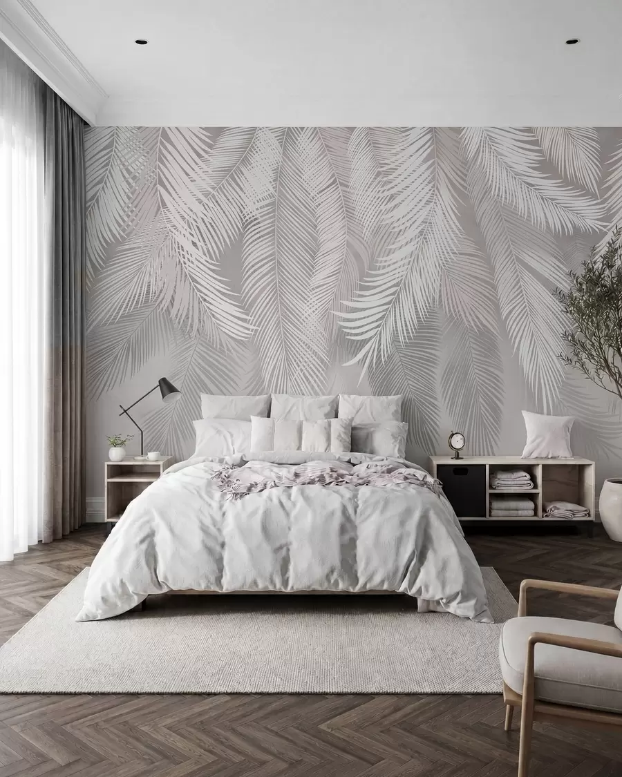 wall murals Gray palm leaves u48556