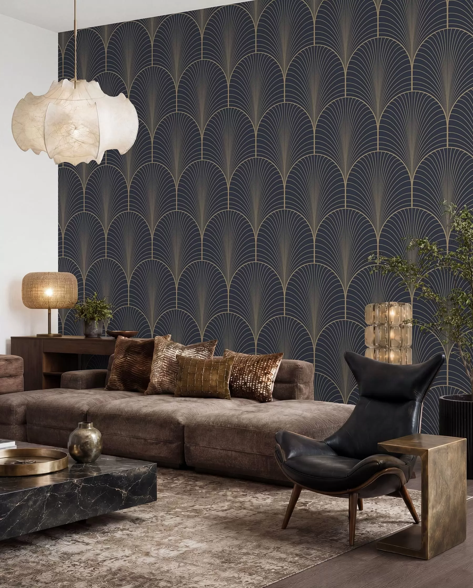 wall murals Golden Deco Fans u53246