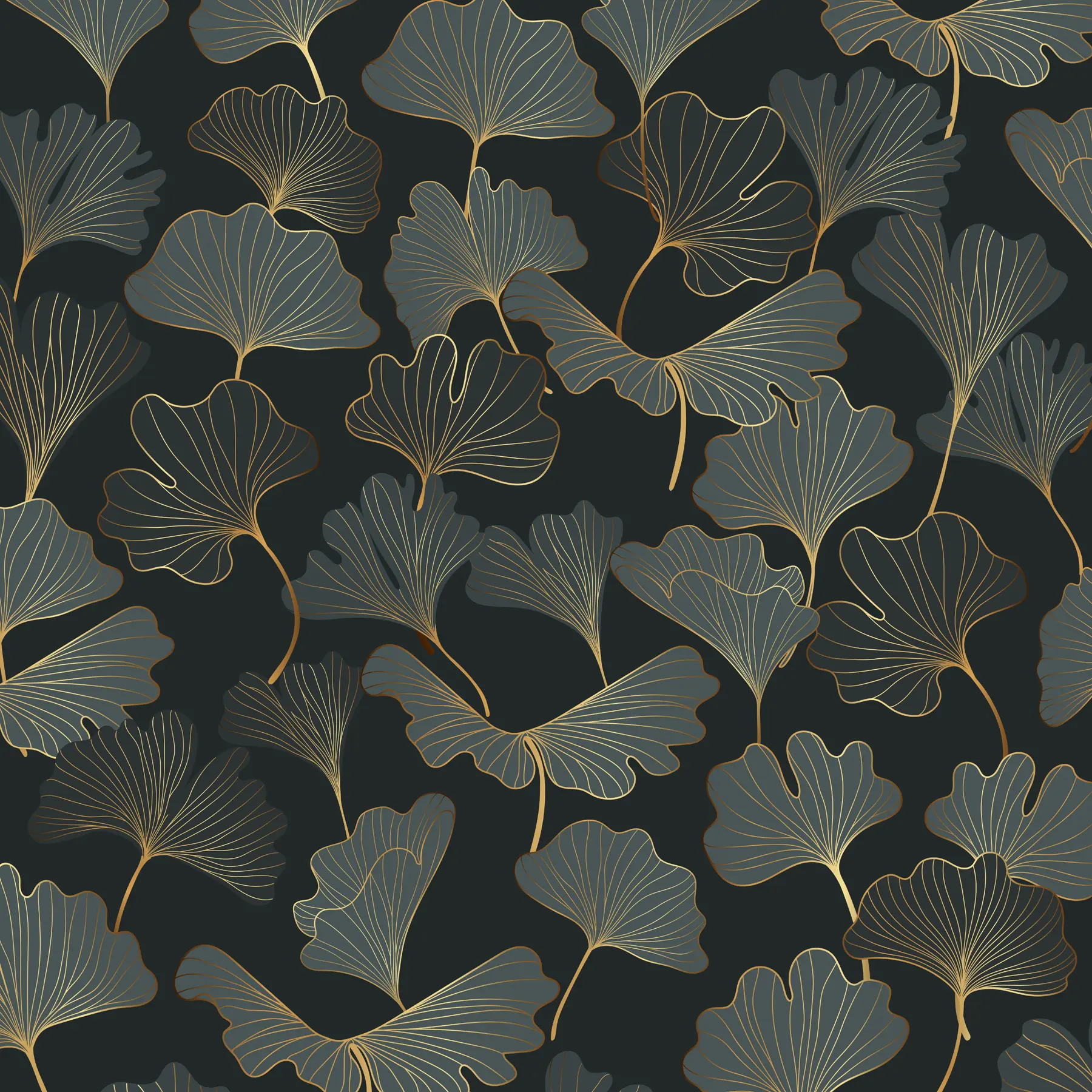 peintures murales Feuilles de ginkgo dans le style art déco u53248