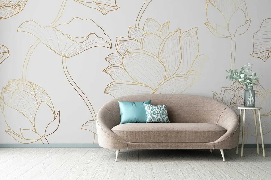 Wall Mural Photo Wallpaper Lotus line art u58166