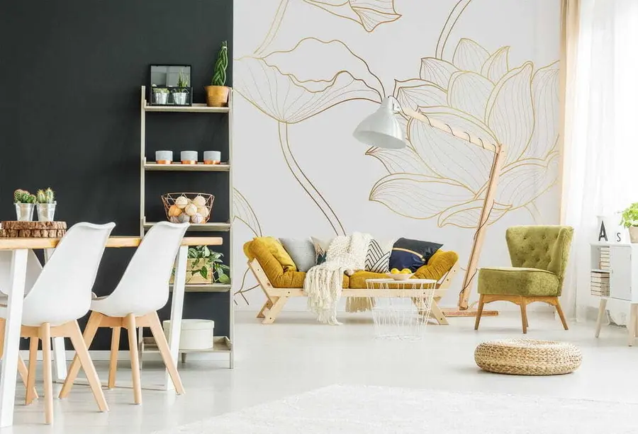 Wall Mural Photo Wallpaper Lotus line art u58166