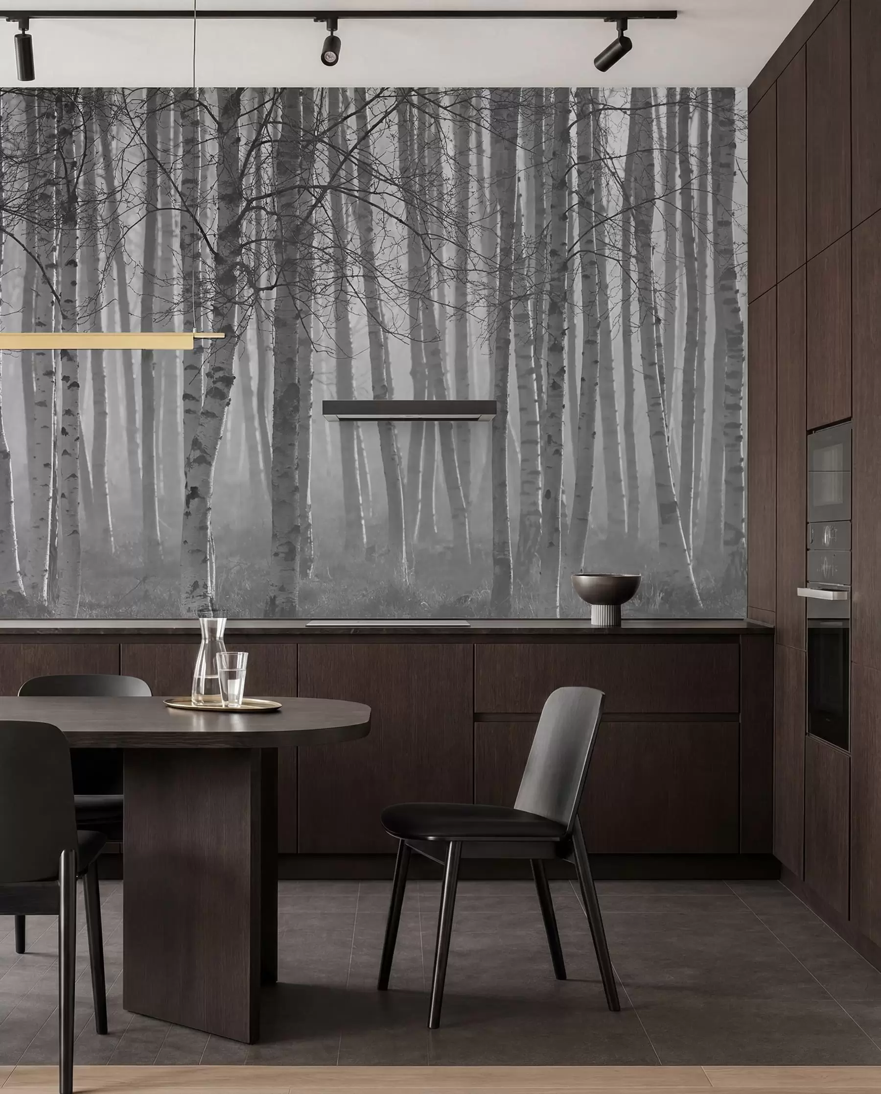 Wall Mural Photo Wallpaper Morning mist in the birch forest u58971