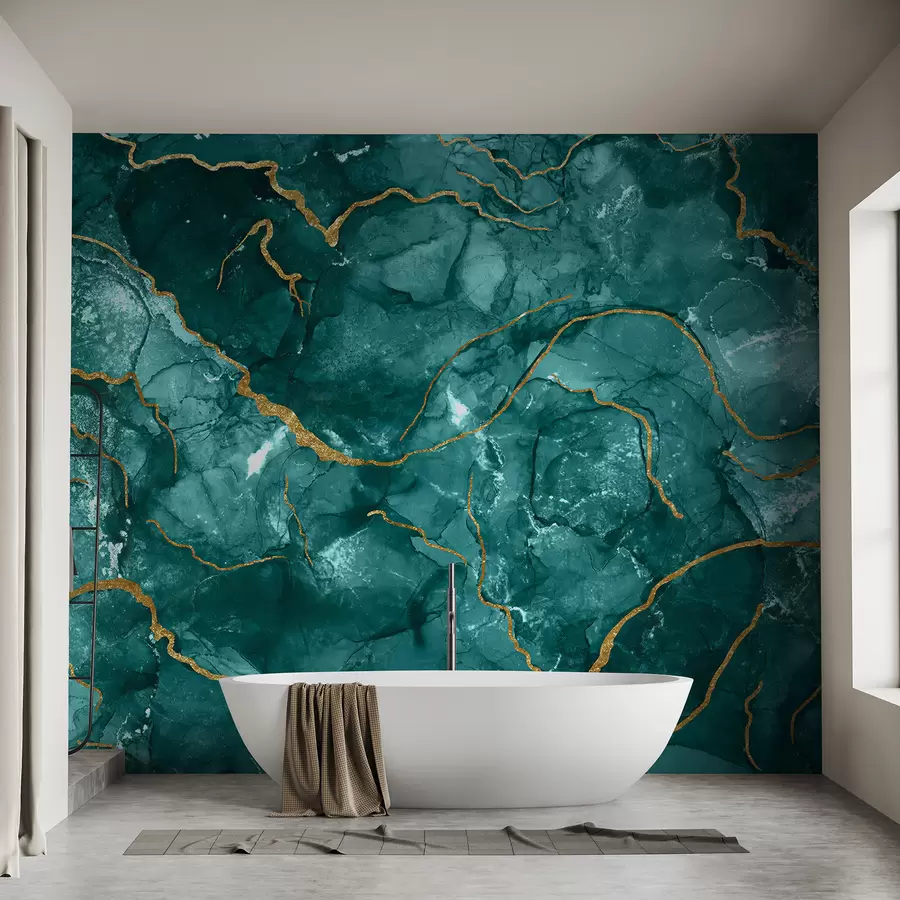 Wall Mural Photo Wallpaper Turquoise abstract art, marble, fluid u70782