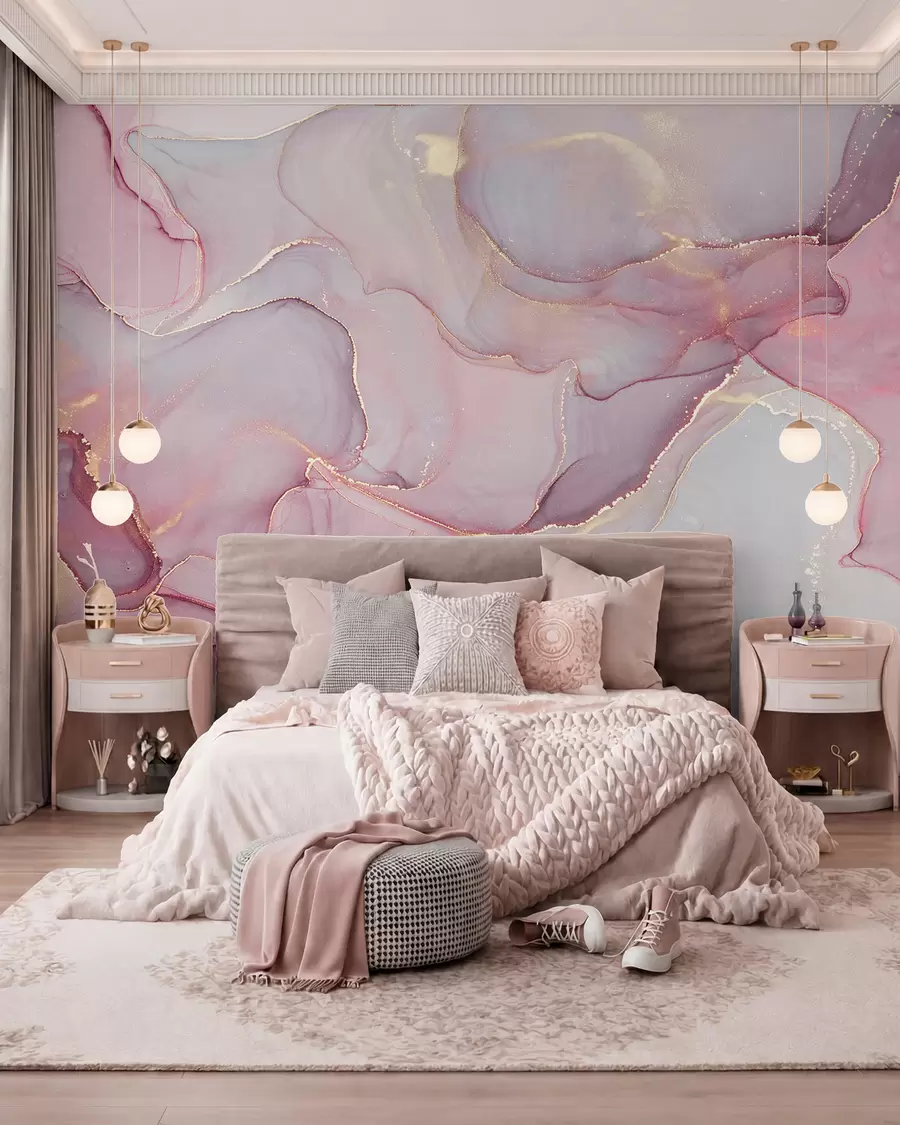 Wall Mural Photo Wallpaper Fluid in pink u70787