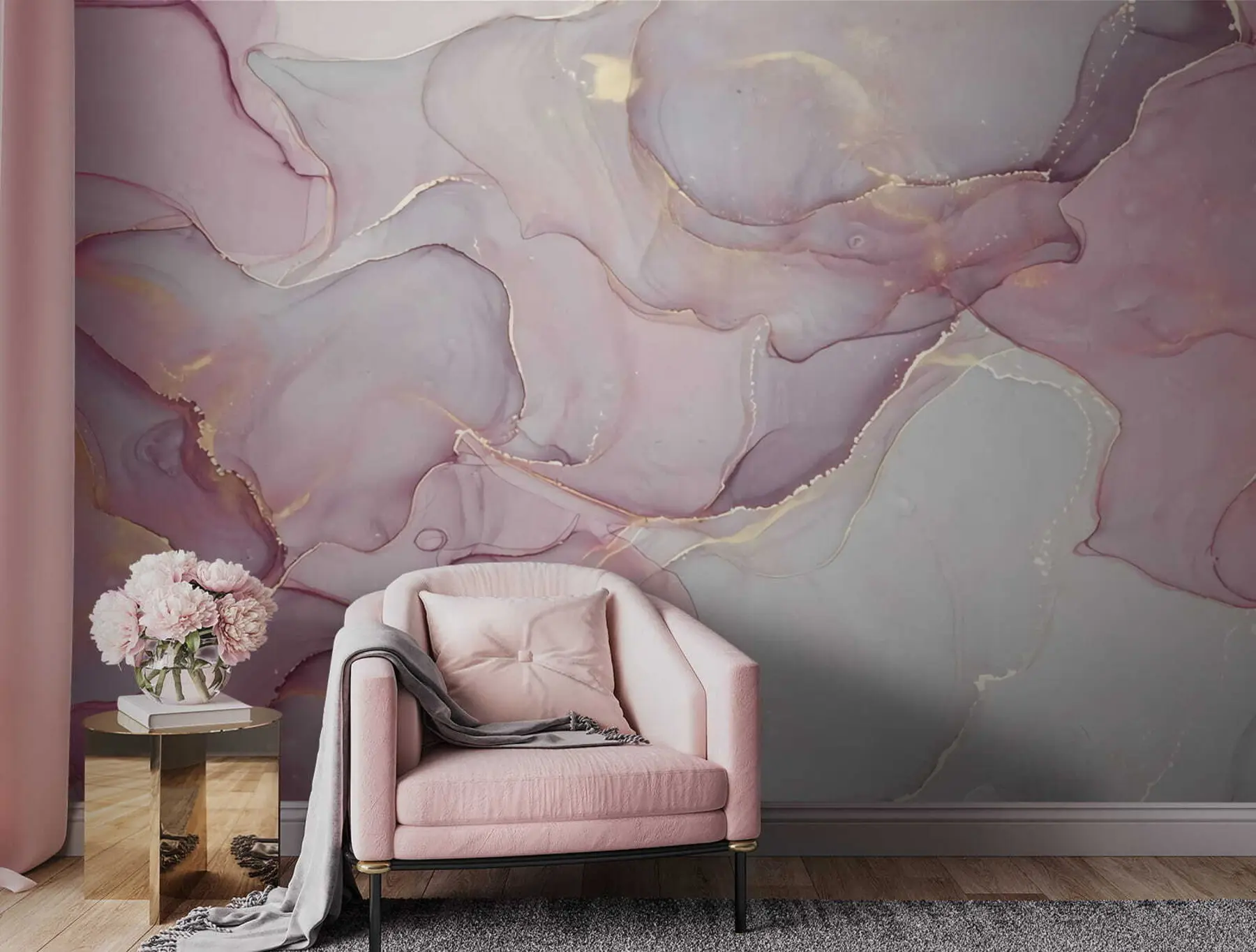 Wall Mural Photo Wallpaper Fluid in pink u70787