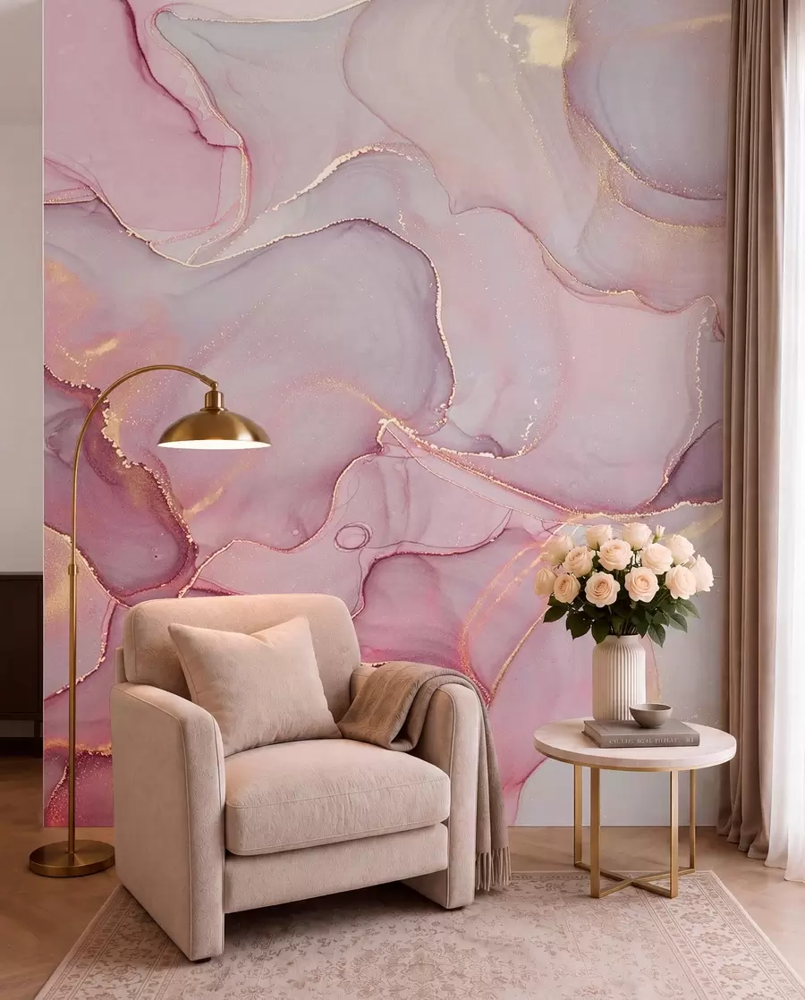 Wall Mural Photo Wallpaper Fluid in pink u70787