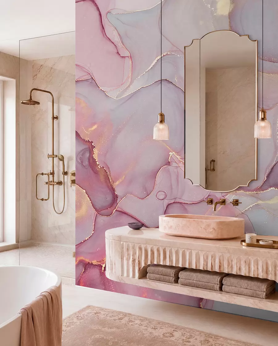wall murals Fluid in pink u70787