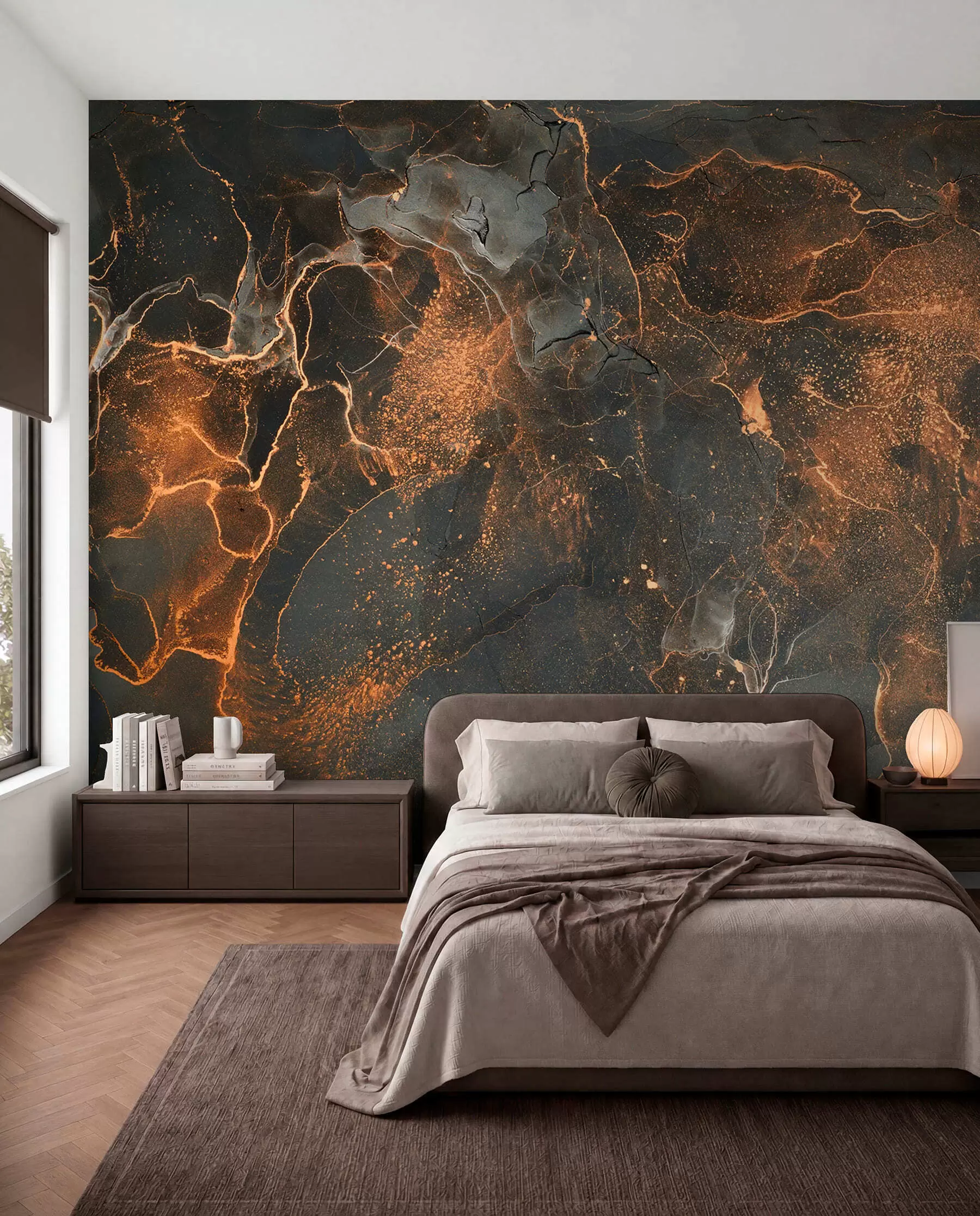 wall murals Copper Veins on Charcoal u71177