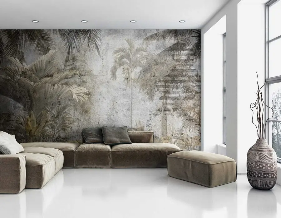 Wall Mural Photo Wallpaper Tropical forest on a concrete wall u71248