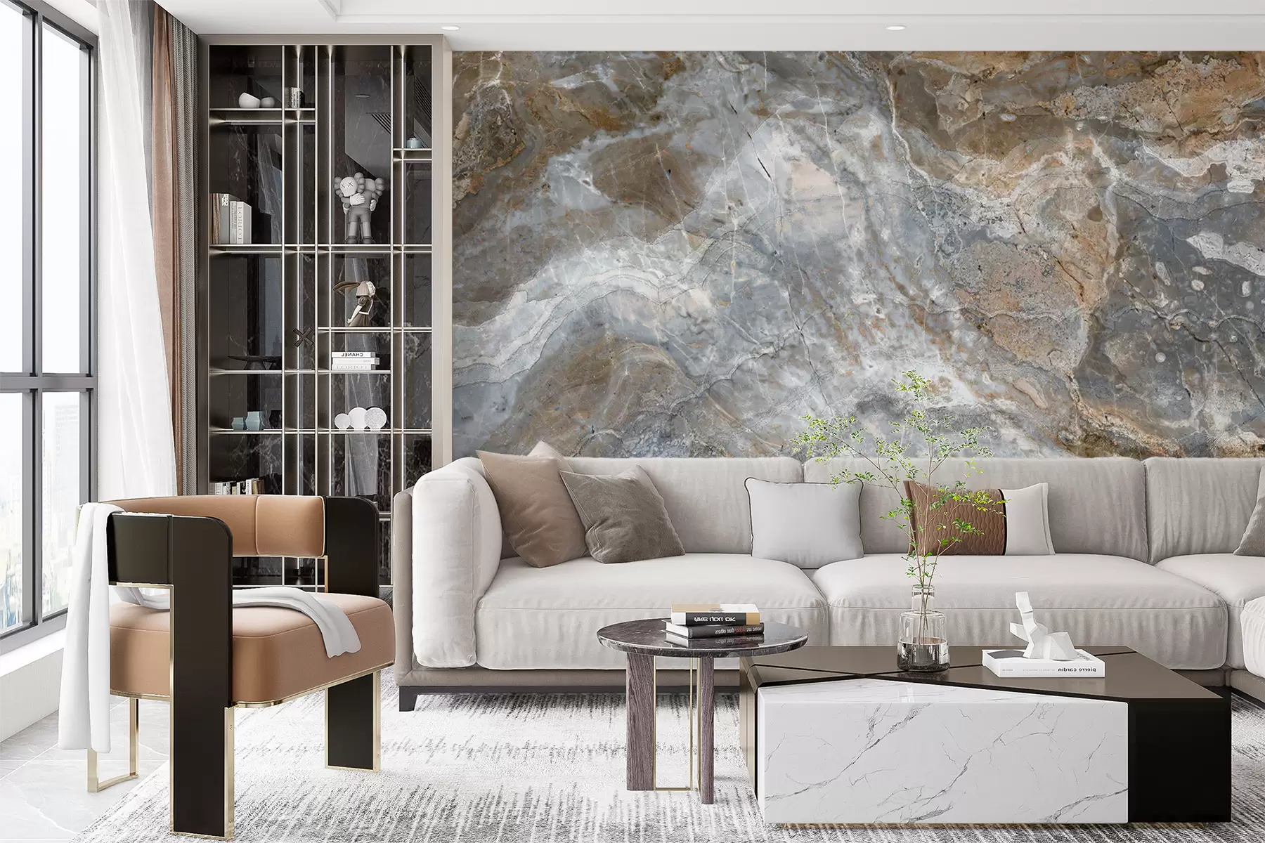 Wall Mural Photo Wallpaper Grey-beige marble u71438