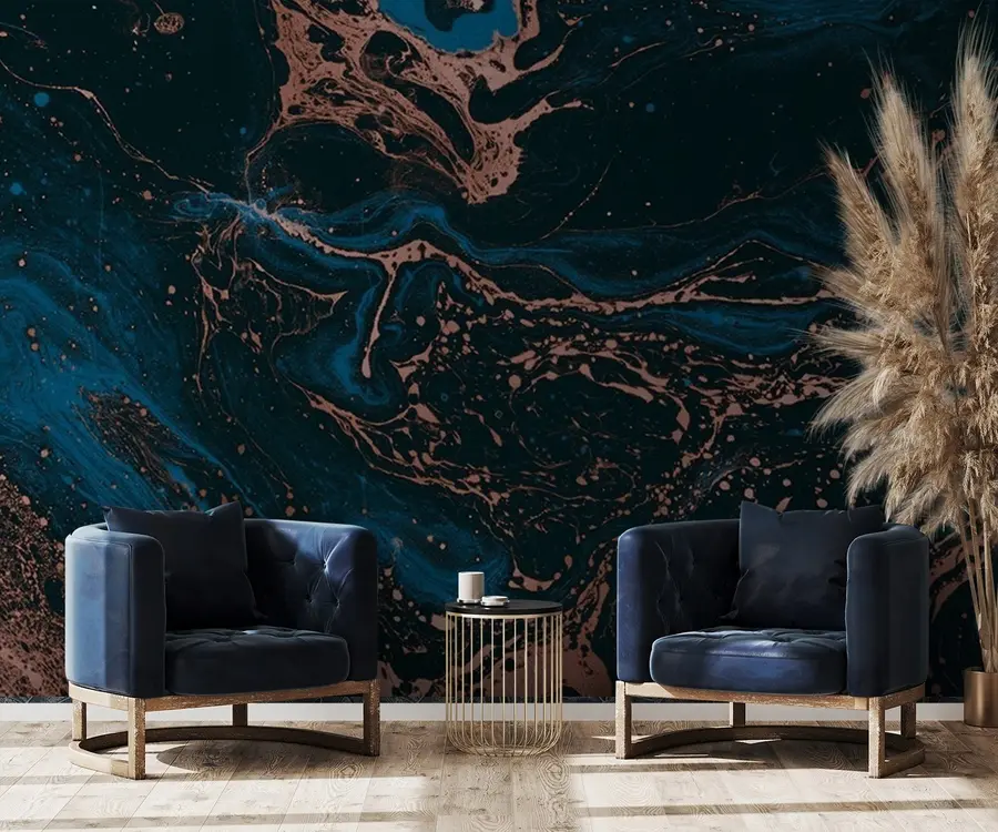 Wall Mural Photo Wallpaper Blue liquids, marble effect u71439