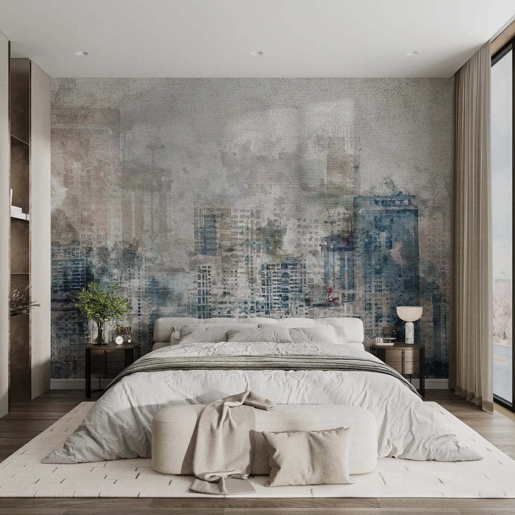 wall murals Watercolor city, canvas u20070