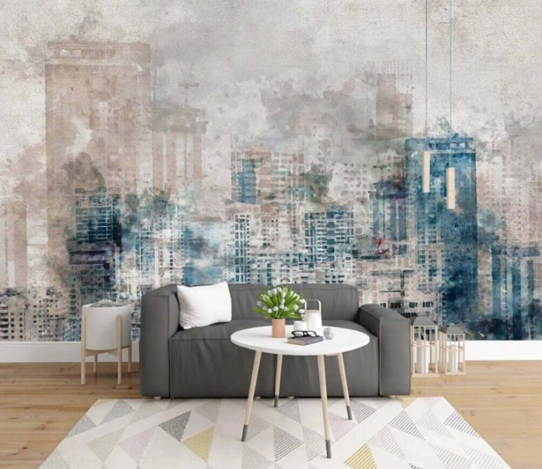 wall murals Watercolor city, canvas u20070