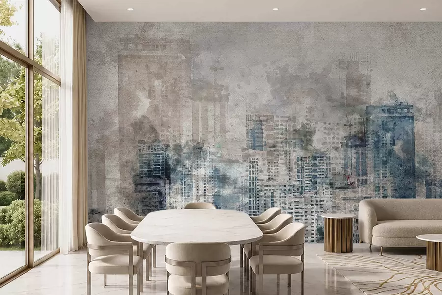 Wall Mural Photo Wallpaper Watercolor city, canvas u20070