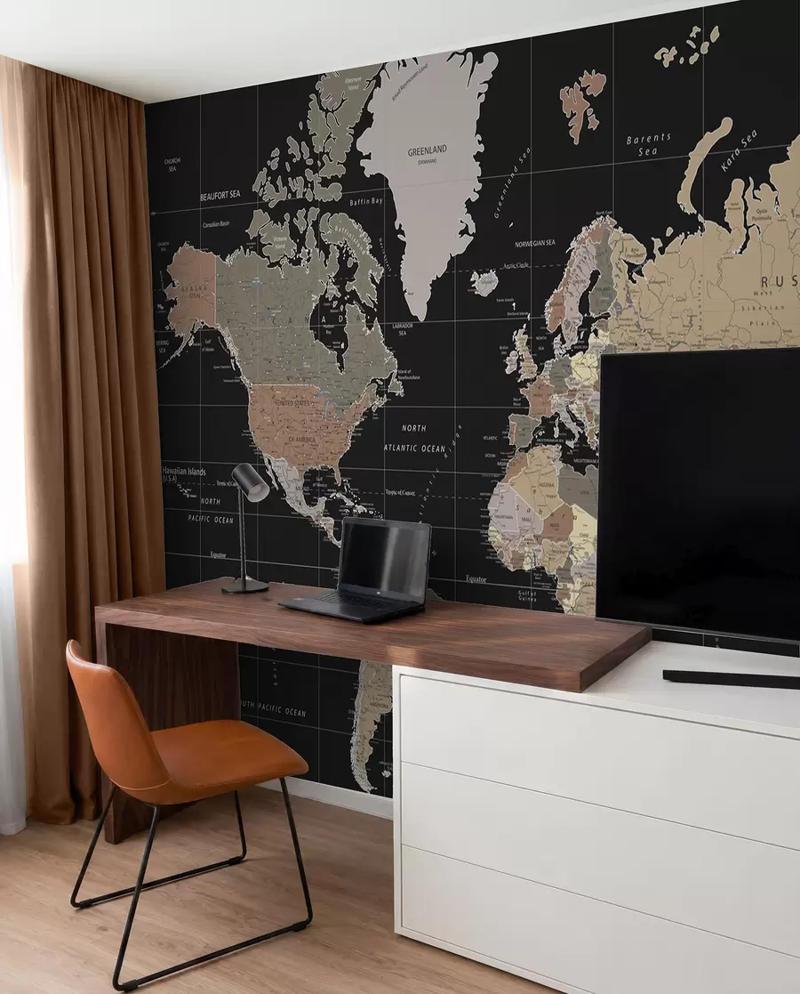 wall murals Detailed map of the world u99477
