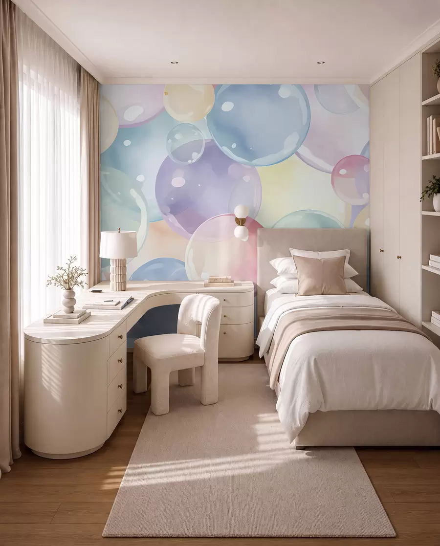 wall murals Bubbles in pastel colors u99730