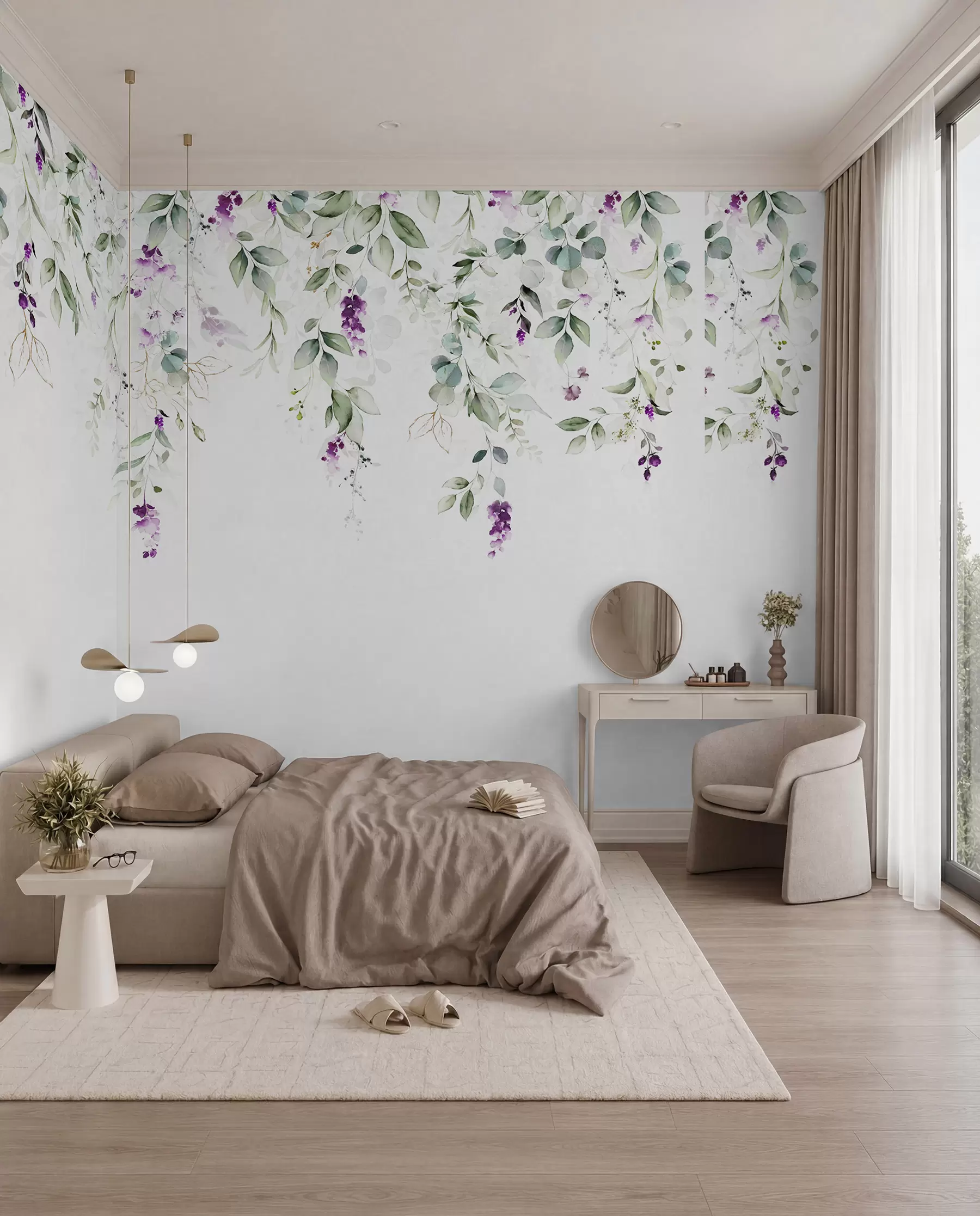 peintures murales composition à l'aquarelle avec des fleurs de lavande u99687