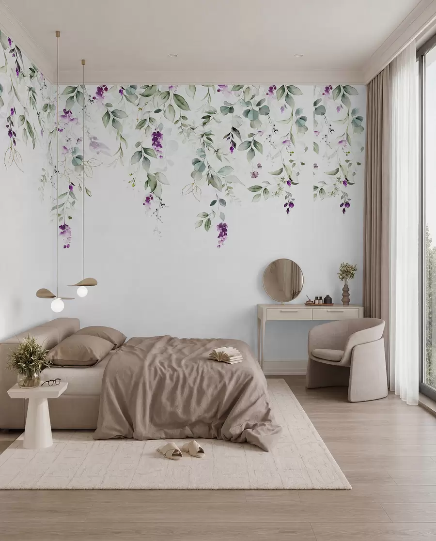 wall murals watercolor composition with lavender flowers u99687