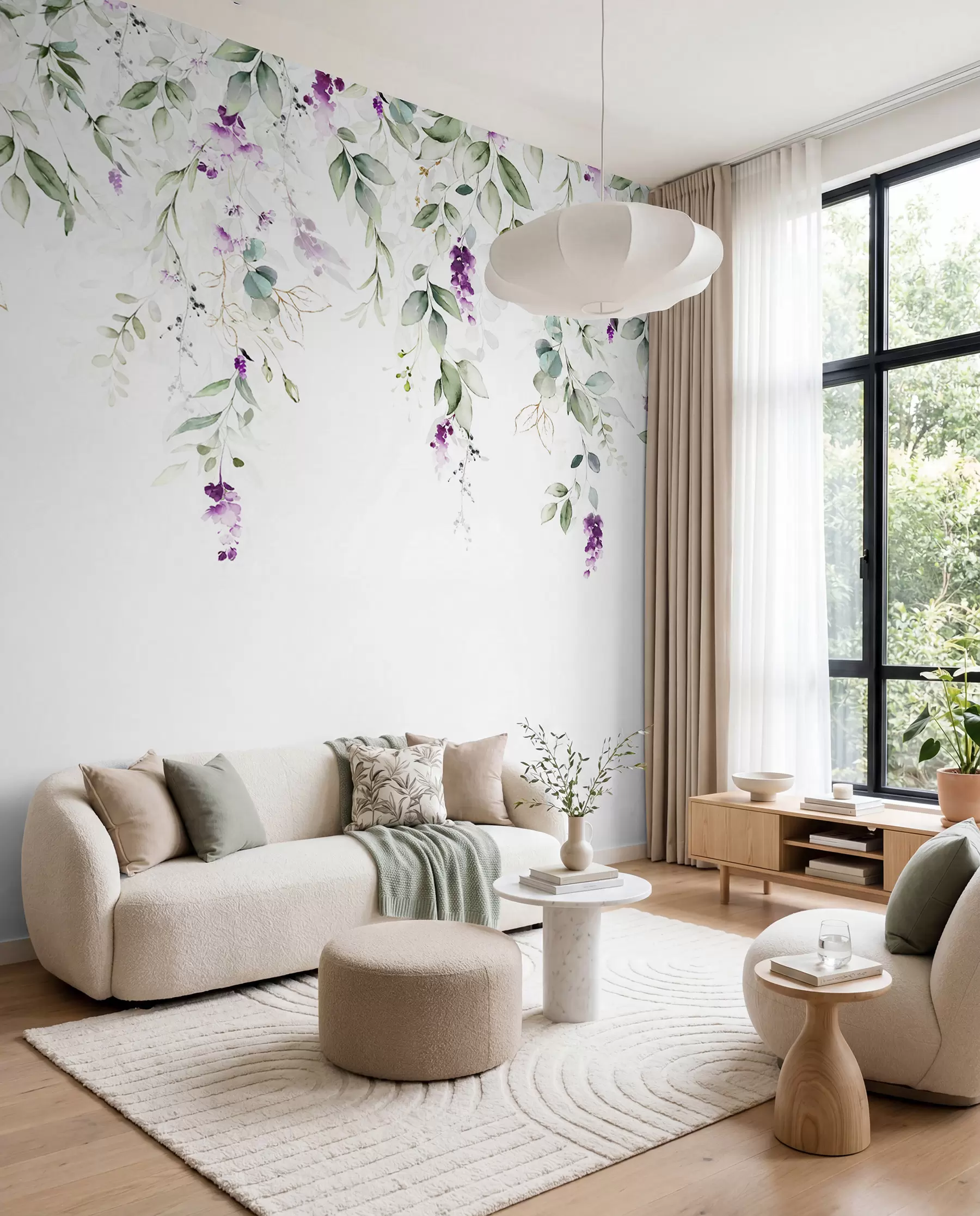 Wall Mural Photo Wallpaper watercolor composition with lavender flowers u99687