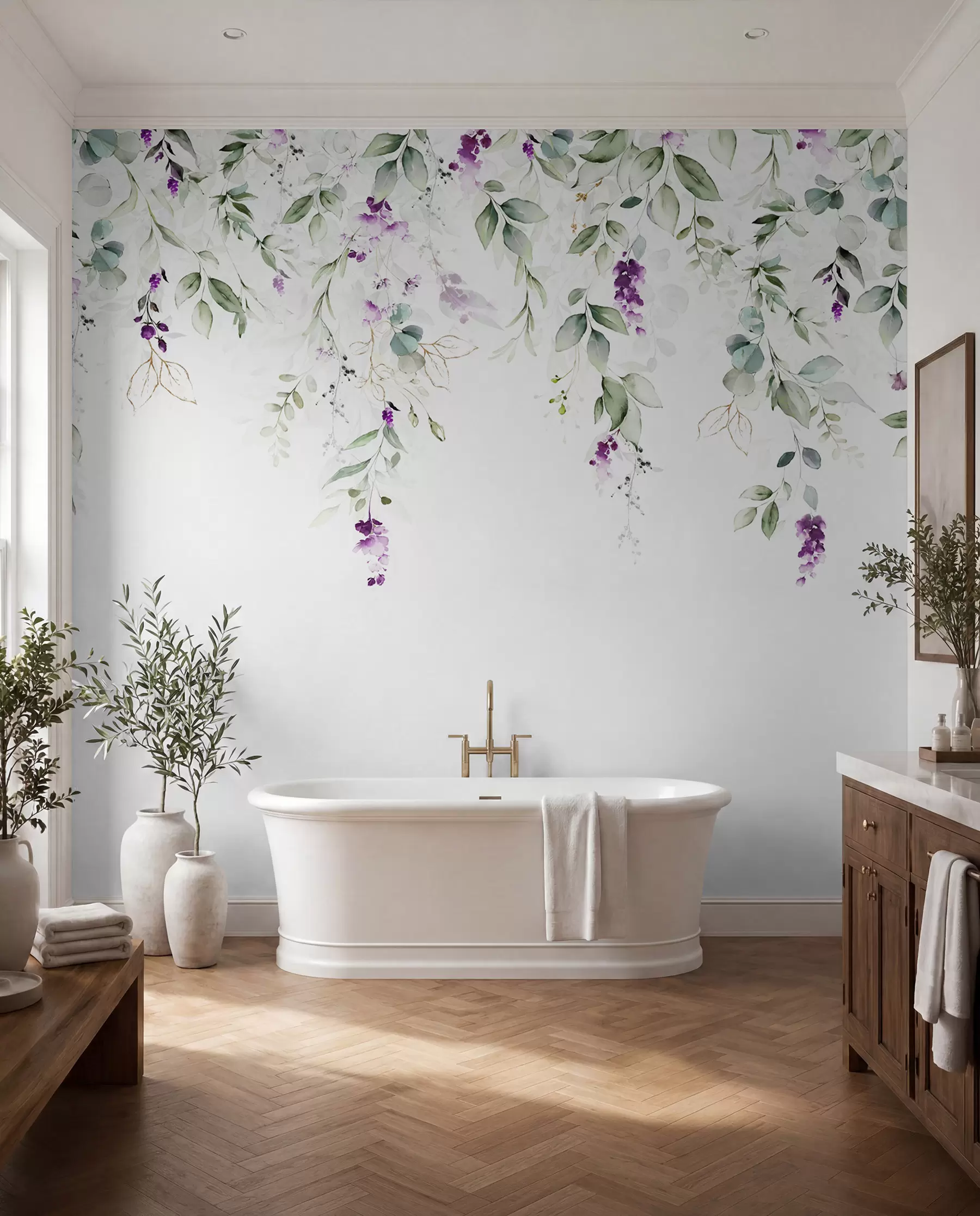 wall murals watercolor composition with lavender flowers u99687